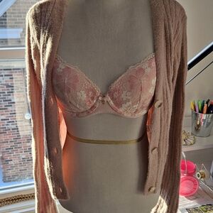 Victoria's Secret Pink Lace Bra with Cardigan